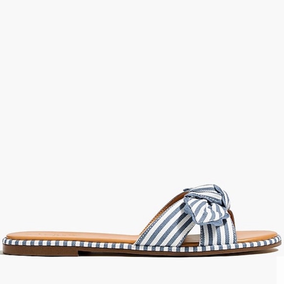 Like new Jcrew striped bow slide sandals 9 - Picture 3 of 5